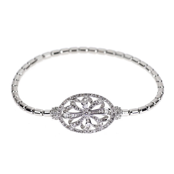 K18WG ダイヤモンド ブレスレット 1.00ct 伸縮式