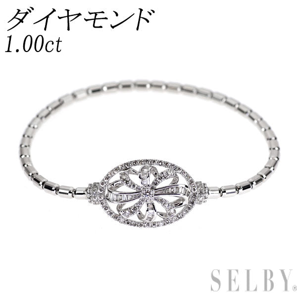 K18WG ダイヤモンド ブレスレット 1.00ct 伸縮式