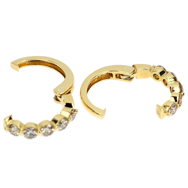 K18YG ダイヤモンド イヤリング 1.00ct フープ ピアリング