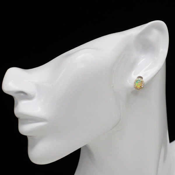 K18YG オパール ダイヤモンド ピアス 0.97ct D0.24ct