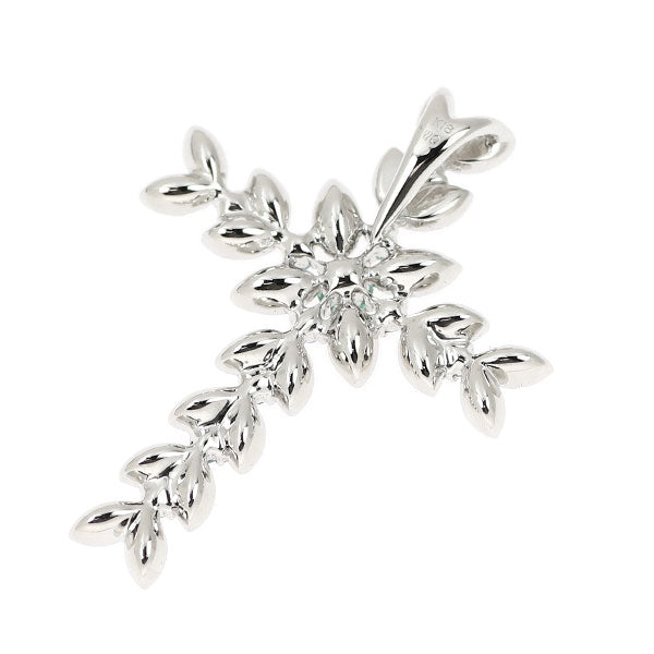 K18WG パライバトルマリン ダイヤモンド ペンダントトップ 0.14ct D0.18ct クロス