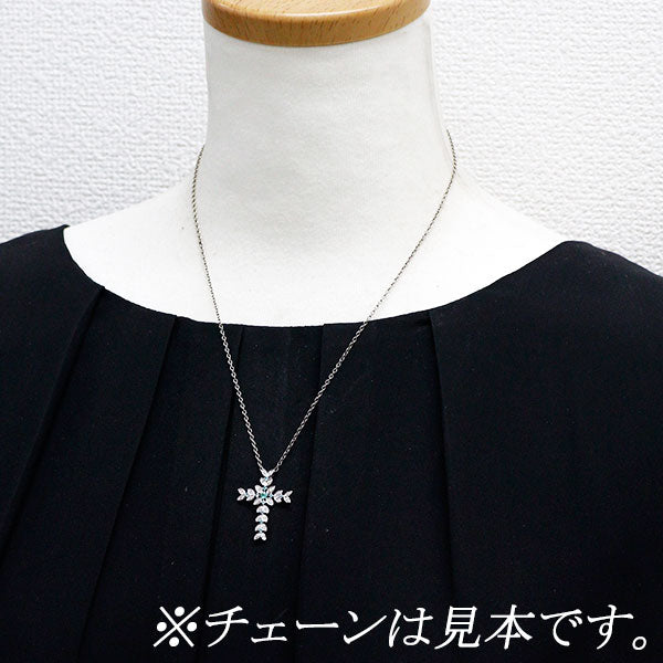 K18WG パライバトルマリン ダイヤモンド ペンダントトップ 0.14ct D0.18ct クロス