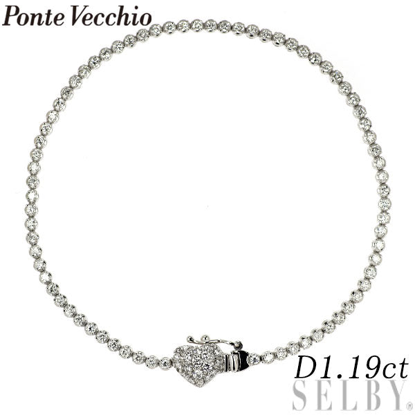 ポンテヴェキオ K18WG ダイヤモンド ブレスレット 1.19ct テニス