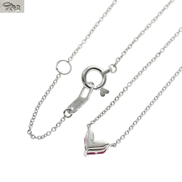 スタージュエリー K18WG ルビー ペンダントネックレス 0.13ct ミステリアスハート