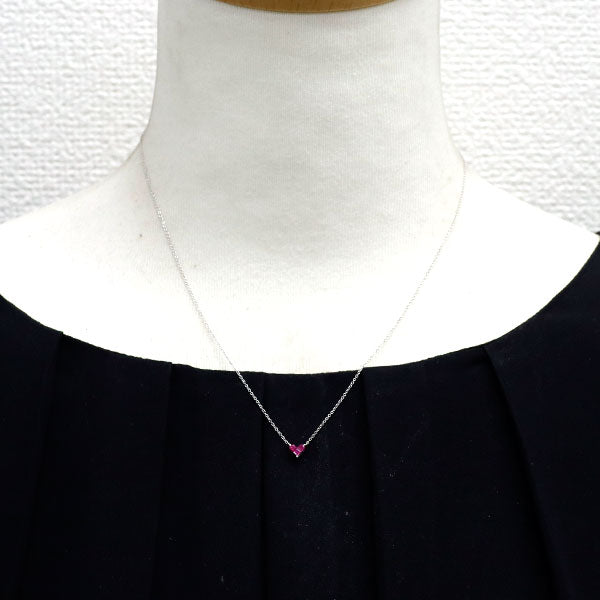 スタージュエリー K18WG ルビー ペンダントネックレス 0.13ct ミステリアスハート
