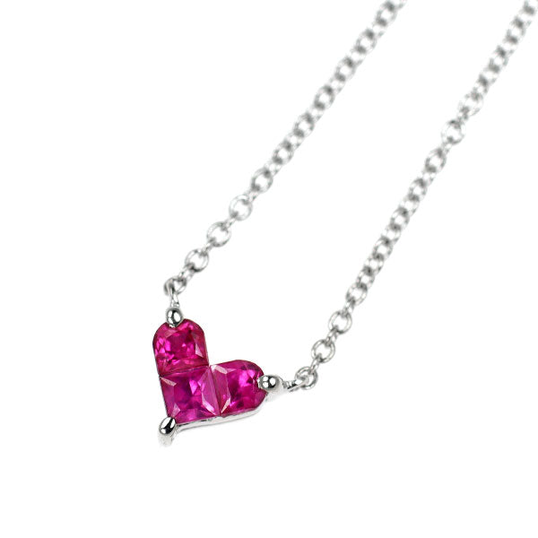 スタージュエリー K18WG ルビー ペンダントネックレス 0.13ct ミステリアスハート