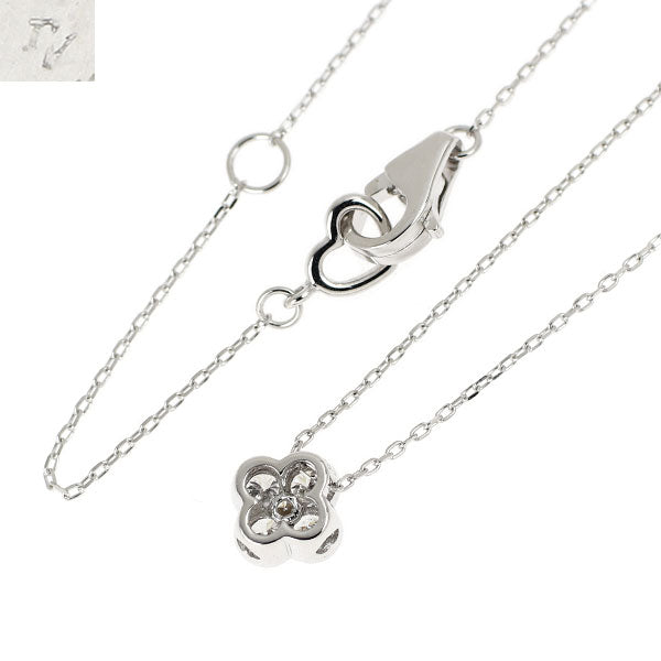 ポンテヴェキオ K18WG ダイヤモンド ペンダントネックレス 0.15ct フラワー