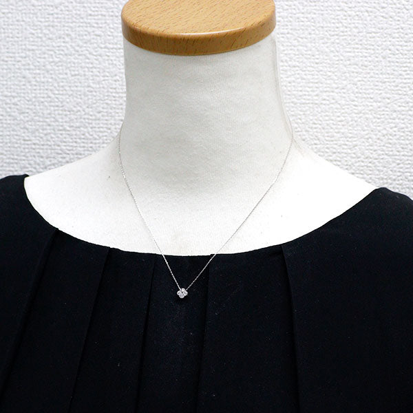 ポンテヴェキオ K18WG ダイヤモンド ペンダントネックレス 0.15ct フラワー