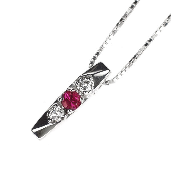 ミッシェルクラン K18WG ルビー ダイヤモンド ペンダントネックレス D0.05ct