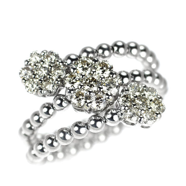 K18WG ダイヤモンド リング 1.00ct 形状記憶 フラワー
