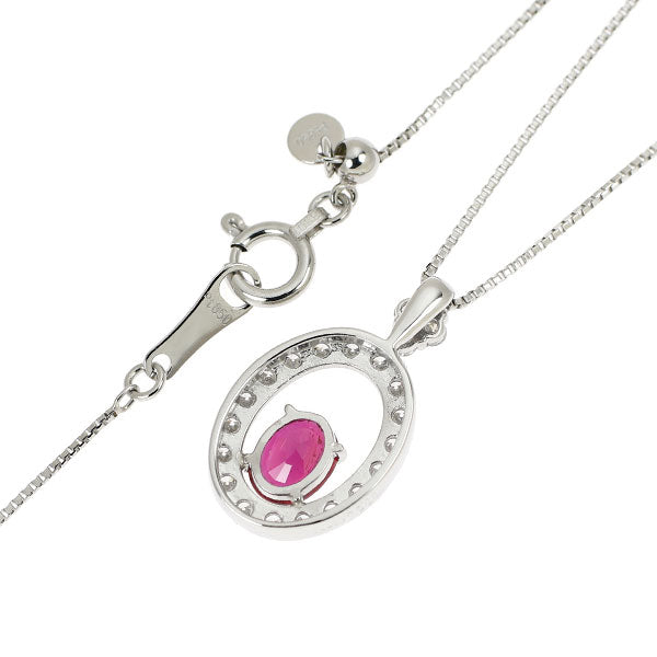 Pt900/ Pt850 非加熱ピジョンブラッドルビー ダイヤモンド ペンダントネックレス 0.46ct D0.28ct