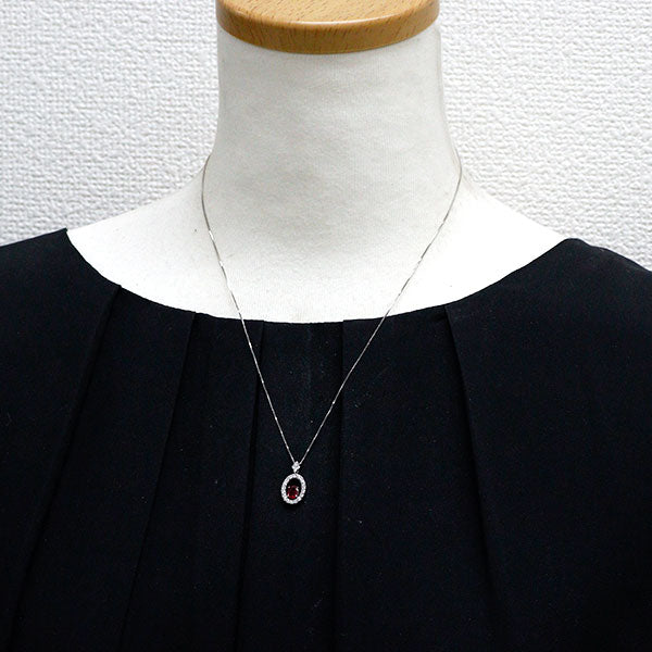 Pt900/ Pt850 非加熱ピジョンブラッドルビー ダイヤモンド ペンダントネックレス 0.46ct D0.28ct
