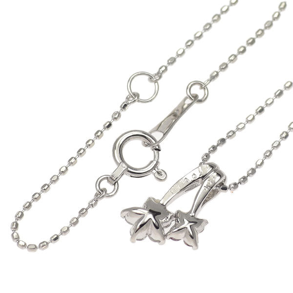 K18WG 天然ピンク ダイヤモンド ペンダントネックレス 0.06ct D0.10ct フラワー