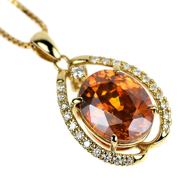 K18YG スファレライト ダイヤモンド ペンダントネックレス 6.991ct D0.28ct