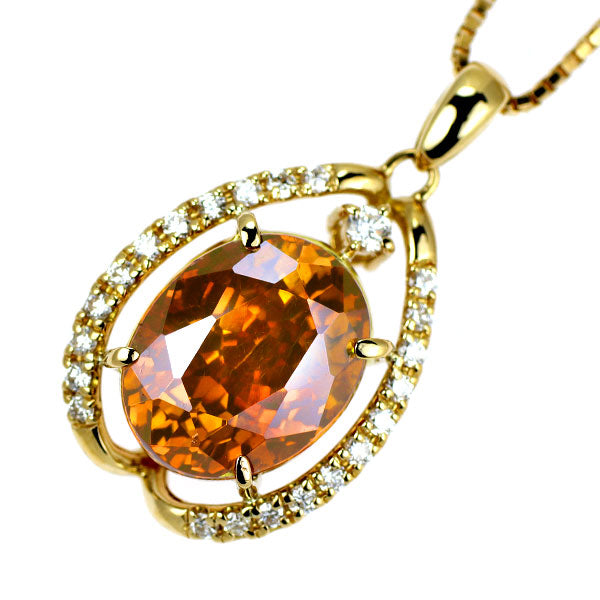 K18YG スファレライト ダイヤモンド ペンダントネックレス 6.991ct D0.28ct