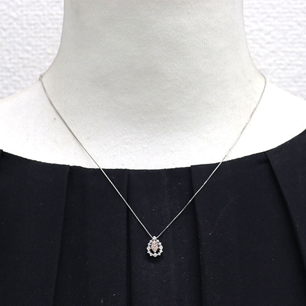 希少 Pt900/K18PG/Pt850 天然ピンク ダイヤモンド ペンダントネックレス 0.06ct D0.06ct