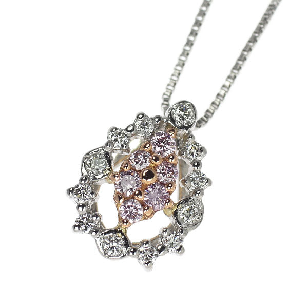 希少 Pt900/K18PG/Pt850 天然ピンク ダイヤモンド ペンダントネックレス 0.06ct D0.06ct