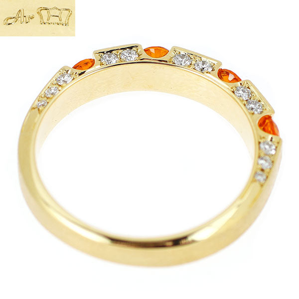 アトリエ アル K18YG スぺサルティン ガーネット ダイヤモンド リング 0.46ct D0.22ct