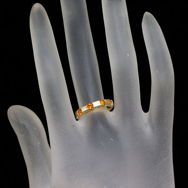 アトリエ アル K18YG スぺサルティン ガーネット ダイヤモンド リング 0.46ct D0.22ct