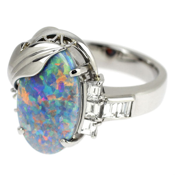 Pt900 ブラック オパール ダイヤモンド リング 2.903ct D0.79ct