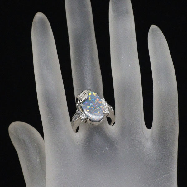 Pt900 ブラック オパール ダイヤモンド リング 2.903ct D0.79ct
