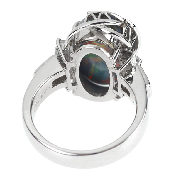 Pt900 ブラック オパール ダイヤモンド リング 2.903ct D0.79ct