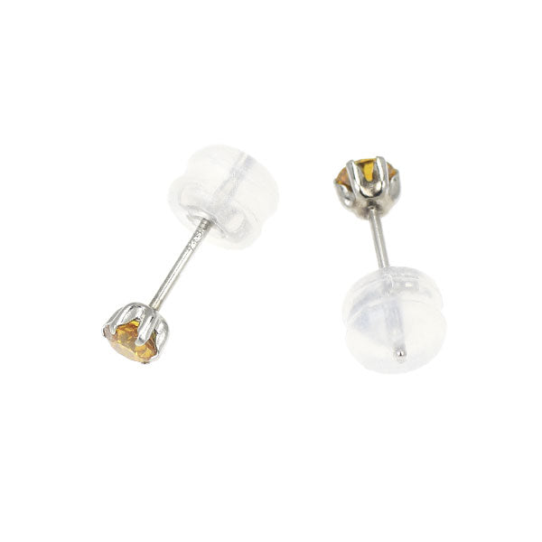 新品 Pt900 天然オレンジイエロー ダイヤモンド ピアス 0.258ct FVOY SI1/I1