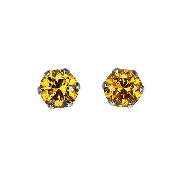 新品 Pt900 天然オレンジイエロー ダイヤモンド ピアス 0.258ct FVOY SI1/I1