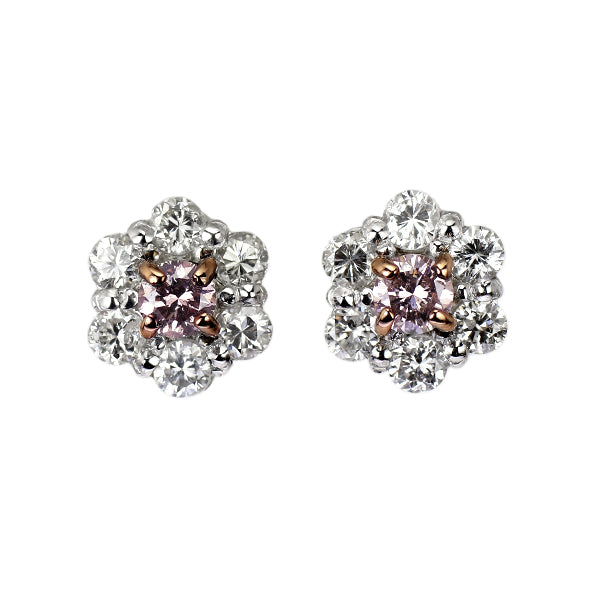 新品 希少 Pt900 天然ピンク ダイヤモンド ピアス 0.160ct FLOP/FBP I1 D0.42ct