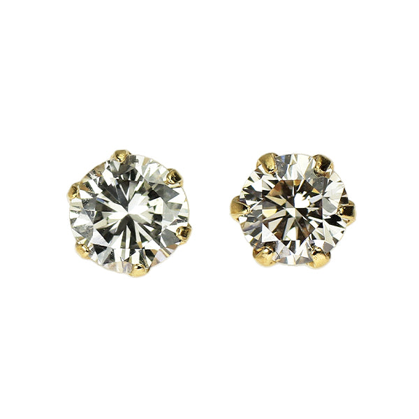 新品 K18YG ダイヤモンド ピアス 0.476ct LB/L（Faint Brown） SI1 VG/Fair