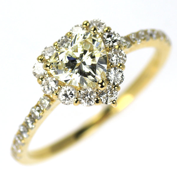 新品 K18YG ハートシェイプ ダイヤモンド リング 0.585ct K VS2 D0.50ct