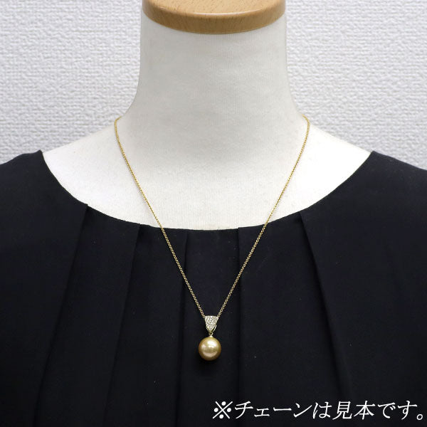 K18YG ゴールデンパール ダイヤモンド ペンダントトップ 径約13.0mm D0.20ct