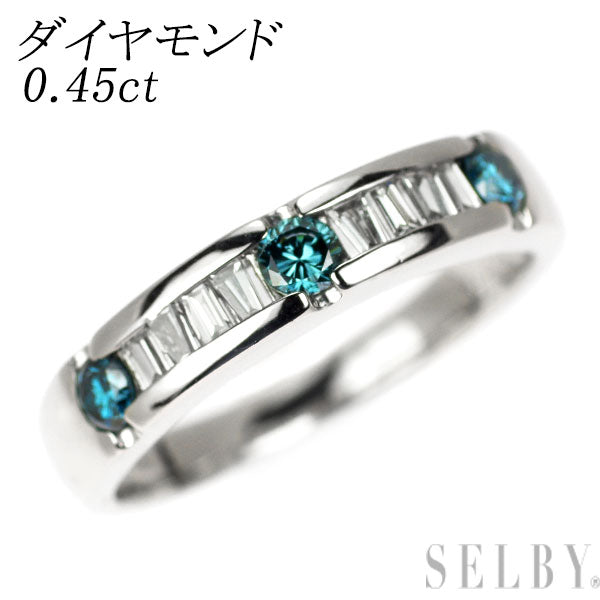 Pt900 カラーレス/トリートブルー ダイヤモンド リング 0.45ct