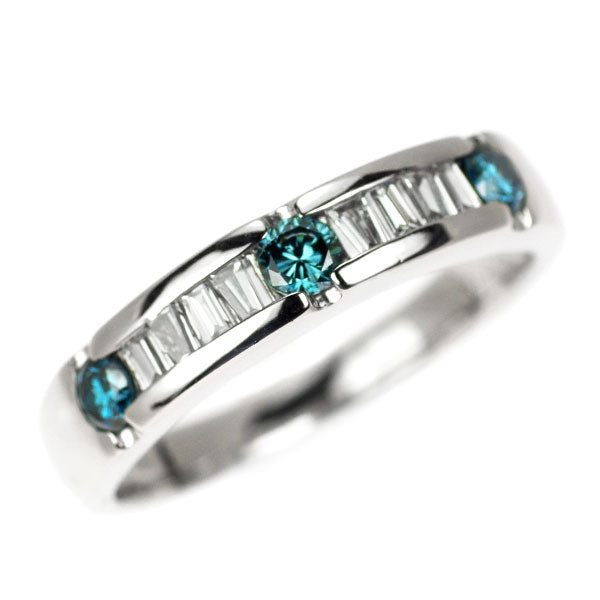 Pt900 カラーレス/トリートブルー ダイヤモンド リング 0.45ct