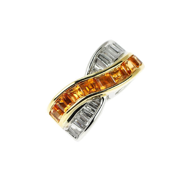 K18YG/WG シトリン ダイヤモンド ペンダントトップ 0.40ct D0.09ct