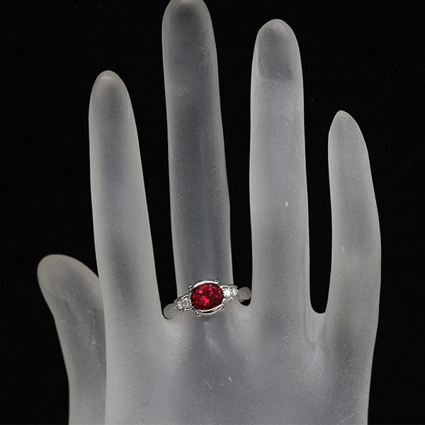 クレサンベール Pt950 再結晶ルビー ダイヤモンド リング 1.48ct D0.13ct
