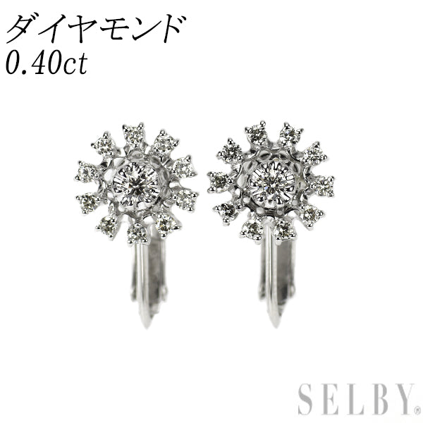 K18WG ダイヤモンド イヤリング 0.40ct フラワー