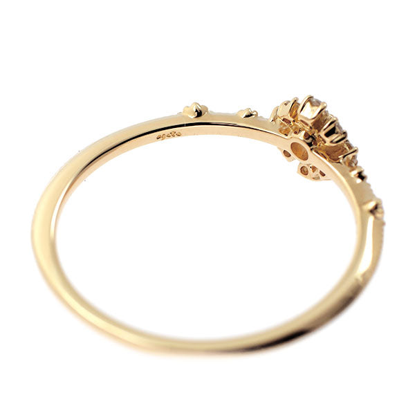 アガット K18YG ローズカット/ラウンドブリリアント ダイヤモンド リング 0.10ct フラワー