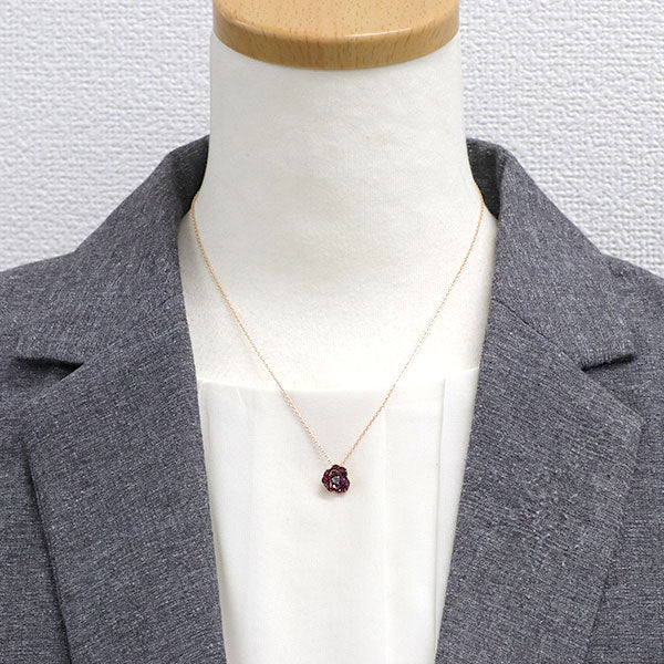 セイレーンアズーロ K18PG/ K18WG ローズカット ダイヤモンド ルビー ペンダントネックレス 0.20ct R0.40ct ローサシリーズ フラワー