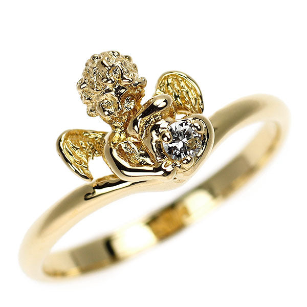 スタージュエリー K18YG ダイヤモンド リング 0.05ct 天使