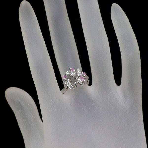 田崎真珠 Pt900 ピンクサファイア ダイヤモンド リング D0.33ct