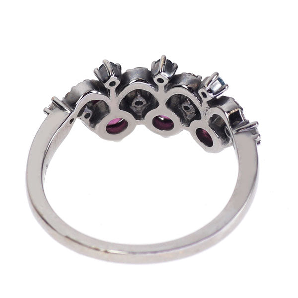 ブラックメッキ/ K18WG ロードライトガーネット トパーズ ダイヤモンド リング D0.13ct