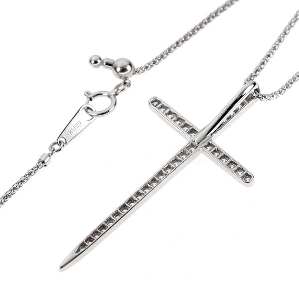 K18WG H&C ダイヤモンド ペンダントネックレス 0.83ct クロス