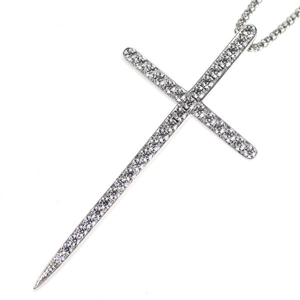 K18WG H&C ダイヤモンド ペンダントネックレス 0.83ct クロス