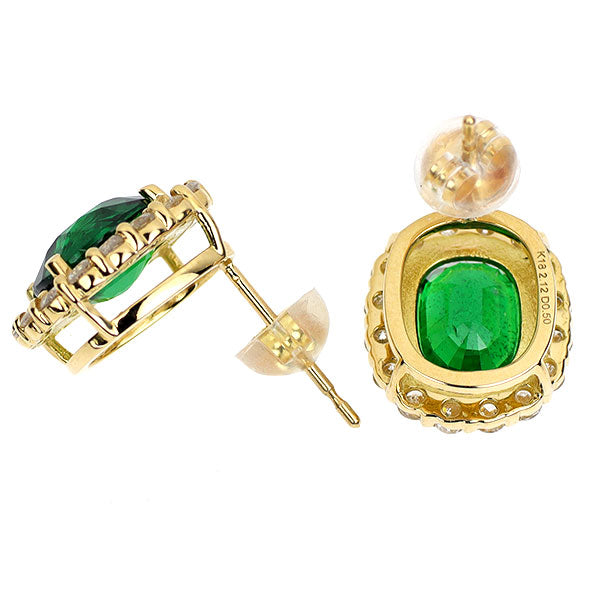 K18YG ツァボライト ダイヤモンド ピアス 4.33ct D1.00ct