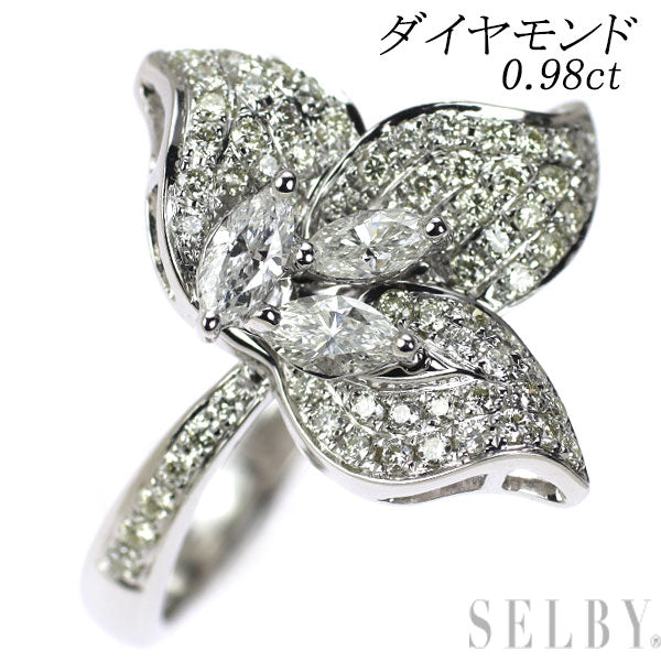 K18WG ダイヤモンド リング 0.98ct フラワー
