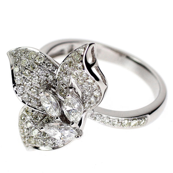 K18WG ダイヤモンド リング 0.98ct フラワー
