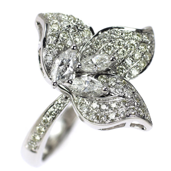 K18WG ダイヤモンド リング 0.98ct フラワー