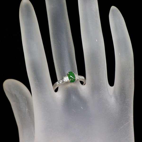 Pt900 樹脂含浸なし 翡翠/ヒスイ ダイヤモンド リング 0.75ct D0.45ct