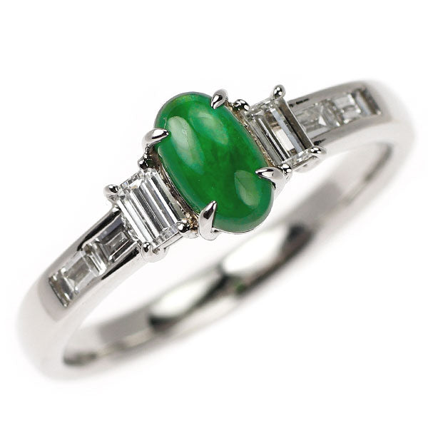Pt900 樹脂含浸なし 翡翠/ヒスイ ダイヤモンド リング 0.75ct D0.45ct